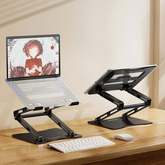 Laptop stand Wozinsky WRS-CPY75DSB aluminum + Free! smartphone stand - black | Techbox
