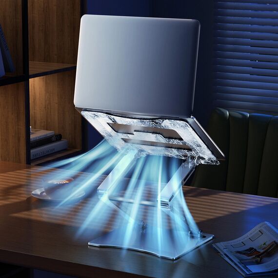 Laptop stand Wozinsky WRS-CPY75DSB aluminum + Free! smartphone stand - black | Techbox