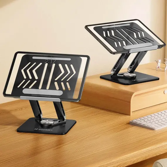 Laptop stand Wozinsky WRS-CPY84SB 360 aluminum + Free! smartphone stand - black | Techbox
