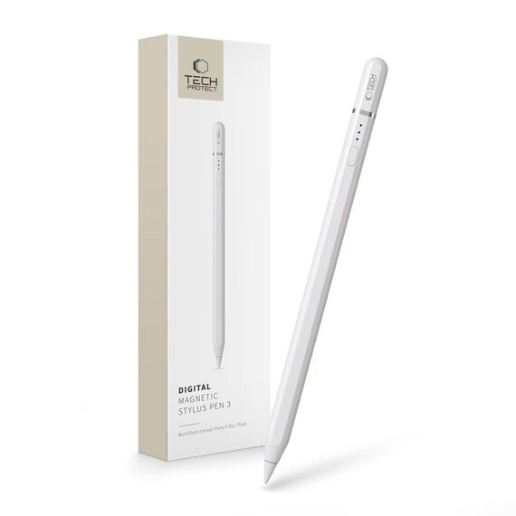 Tech-Protect Digital Magnetic Stylus Pen 3 Magnetic for iPad Tablet - White - Tablet Accessories - Tablet PC & Accessories - Techbox