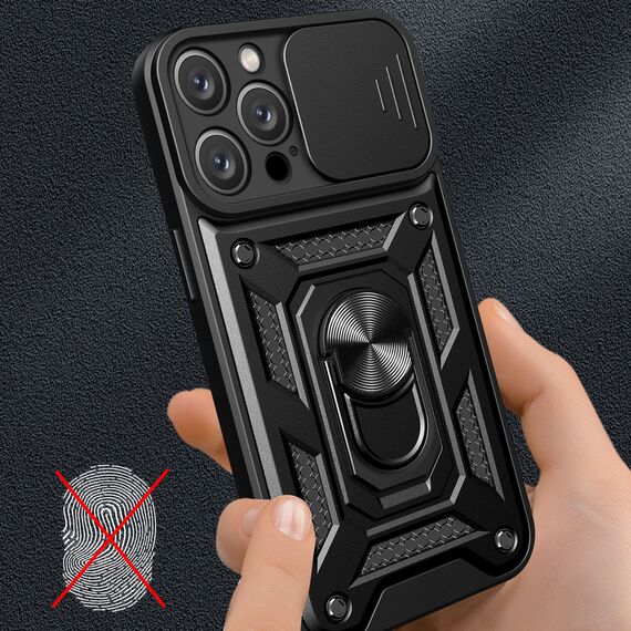 Hybrid Armor Camshield iPhone 16 Pro Max Armored Case with Camera Cover and Stand - Black - Apple Cases - Cases - Techbox