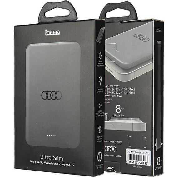 Powerbank Audi Big Logo MagSafe inductive 15W 5000mAh - gray - Powerbanks - Smartphone Chargers - Techbox