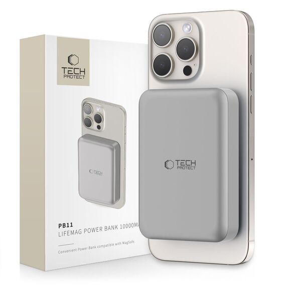 Powerbank Tech-Protect PB11 LifeMag MagSafe 10000 mAh - titanium - Powerbanks - Smartphone Chargers - Techbox