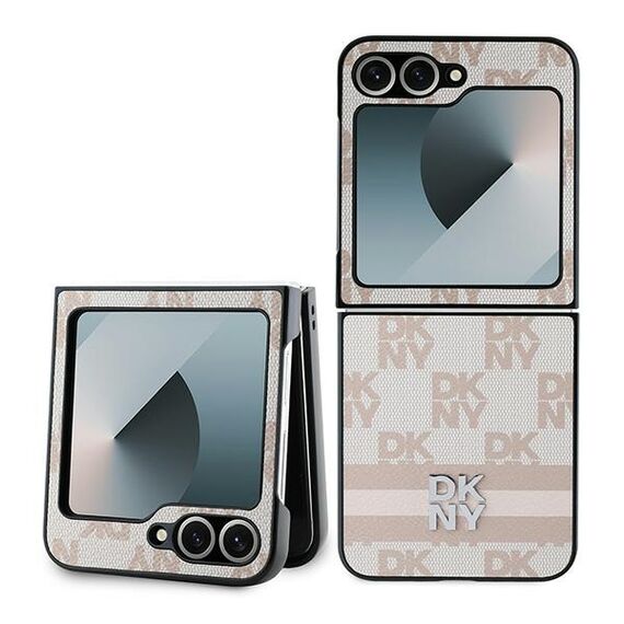 DKNY Checkered Pattern Printed Stripes Case for Samsung Galaxy Z Flip 6 - Pink - Samsung Cases - Cases - Techbox
