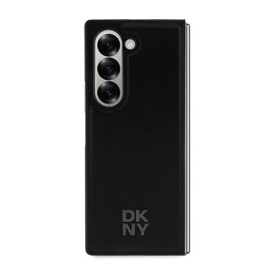 DKNY Magsafe Plain Leather Metal Stack Logo Case for Samsung Galaxy Z Fold 6 - Black | Techbox