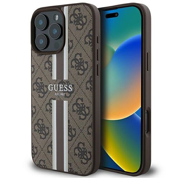Guess 4G Printed Stripes MagSafe Case for iPhone 16 Pro Max - Brown | Techbox