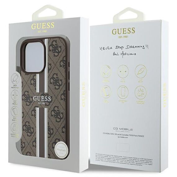 Guess 4G Printed Stripes MagSafe Case for iPhone 16 Pro Max - Brown | Techbox
