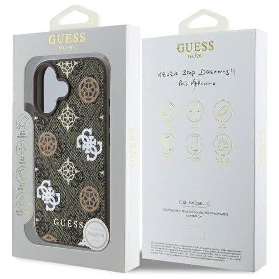 Guess 4G Printed Stripes MagSafe iPhone 16 Case - Brown | Techbox