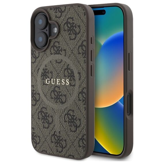 Guess 4G Ring Classic Logo MagSafe iPhone 16 Case - Brown | Techbox