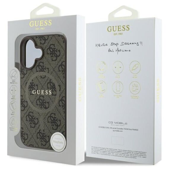 Guess 4G Ring Classic Logo MagSafe iPhone 16 Case - Brown | Techbox