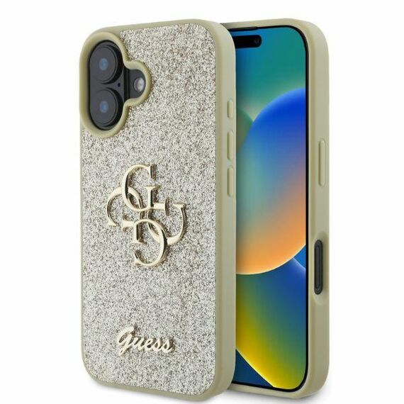 Guess Fixed Glitter Big 4G iPhone 16 Case - Gold - Apple Cases - Cases - Techbox