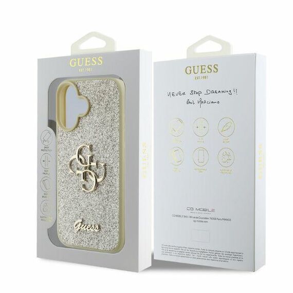 Guess Fixed Glitter Big 4G iPhone 16 Case - Gold - Apple Cases - Cases - Techbox