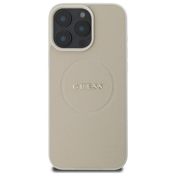 Guess Grained Gold Ring MagSafe Case for iPhone 16 Pro Max - Beige - Apple Cases - Cases - Techbox