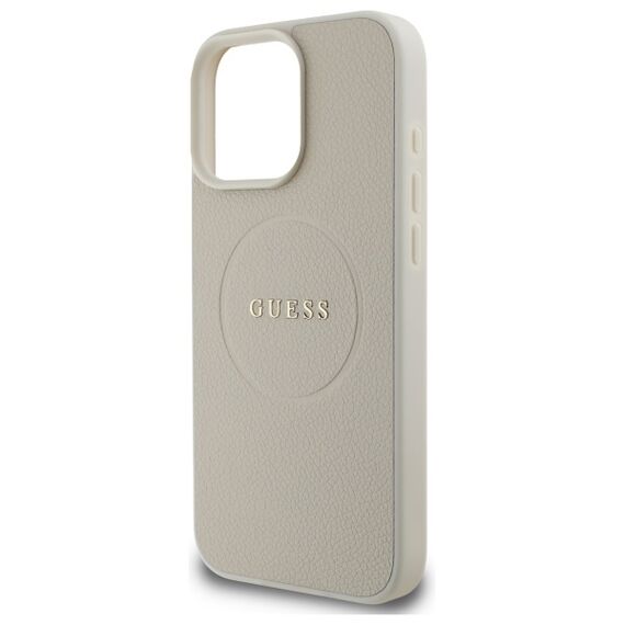 Guess Grained Gold Ring MagSafe Case for iPhone 16 Pro Max - Beige - Apple Cases - Cases - Techbox