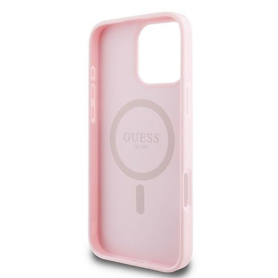 Guess MagSafe Grained Gold Ring iPhone 15 Pro Max Case - Pink | Techbox