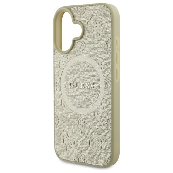 Guess Saffiano Peony Classic Logo MagSafe case for iPhone 16 - gold | Techbox