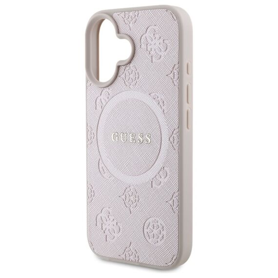 Guess Saffiano Peony Classic Logo MagSafe iPhone 16 Case - Pink | Techbox