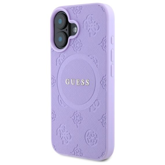 Guess Saffiano Peony Classic Logo MagSafe iPhone 16 Case - Purple | Techbox
