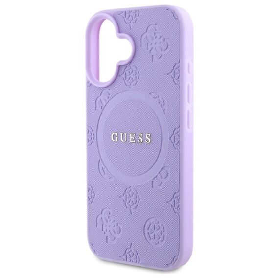 Guess Saffiano Peony Classic Logo MagSafe iPhone 16 Case - Purple | Techbox