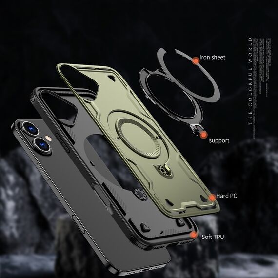 Hybrid Armor Trendy Case with MagSafe for iPhone 16 - Green | Techbox