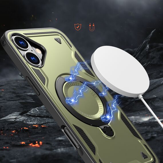 Hybrid Armor Trendy Case with MagSafe for iPhone 16 - Green | Techbox