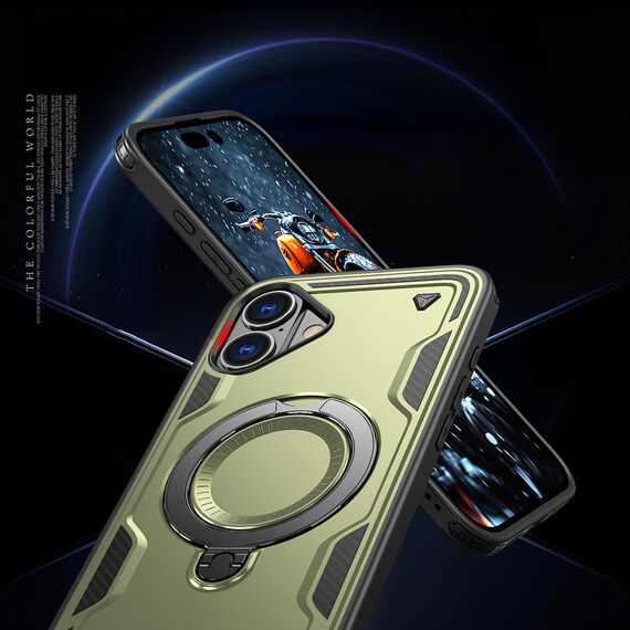 Hybrid Armor Trendy Case with MagSafe for iPhone 16 - Green | Techbox