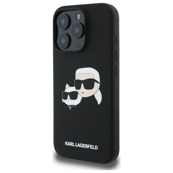 Karl Lagerfeld Silicone Case Heads Print MagSafe for iPhone 16 Pro - Black - Apple Cases - Cases - Techbox