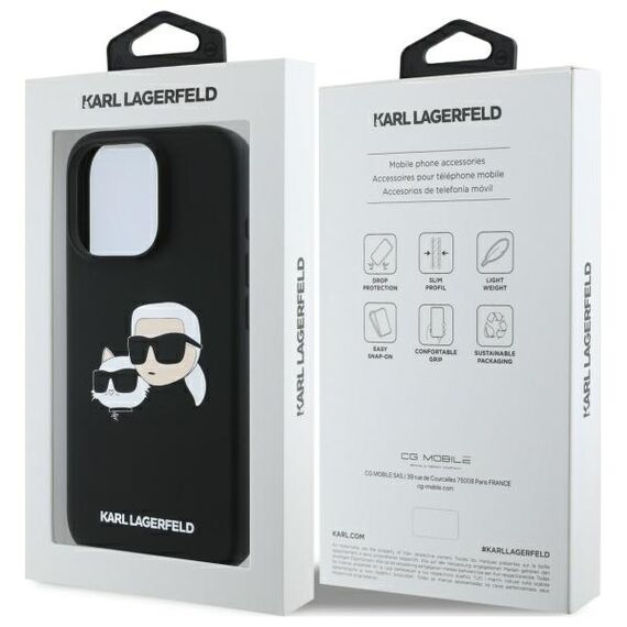 Karl Lagerfeld Silicone Case Heads Print MagSafe for iPhone 16 Pro - Black - Apple Cases - Cases - Techbox