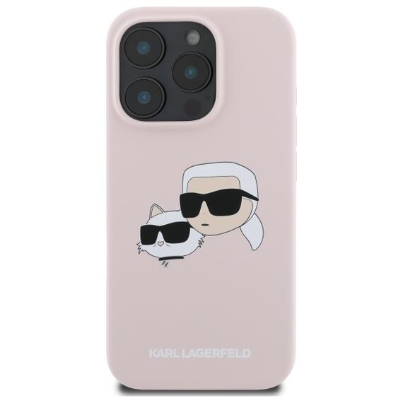 Karl Lagerfeld Silicone Case Heads Print MagSafe for iPhone 16 Pro - Pink | Techbox