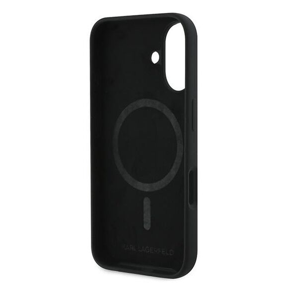 Karl Lagerfeld Silicone Case Nauble Heads Print MagSafe for iPhone 16 Plus - Black | Techbox