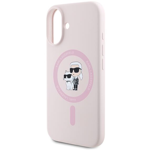 Karl Lagerfeld Silicone Karl&amp;Choupette Heads Ring MagSafe Case for iPhone 16 Plus - Pink - Apple Cases - Cases - Techbox