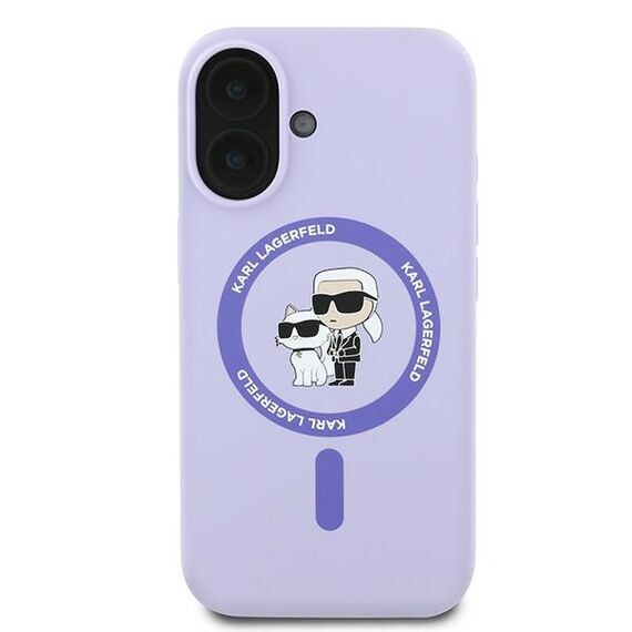 Karl Lagerfeld Silicone Karl&amp;Choupette Heads Ring MagSafe Case for iPhone 16 Plus - Purple | Techbox