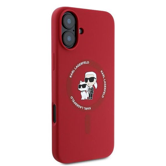 Karl Lagerfeld Silicone Karl&amp;Choupette Heads Ring MagSafe Case for iPhone 16 Plus - Red - Apple Cases - Cases - Techbox
