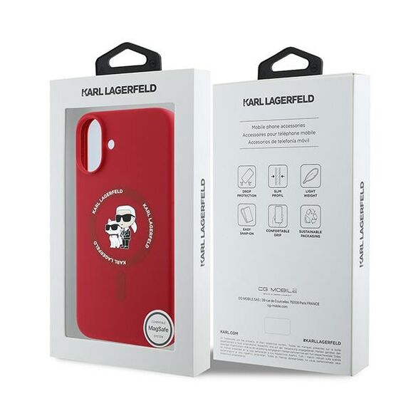 Karl Lagerfeld Silicone Karl&amp;Choupette Heads Ring MagSafe Case for iPhone 16 Plus - Red - Apple Cases - Cases - Techbox