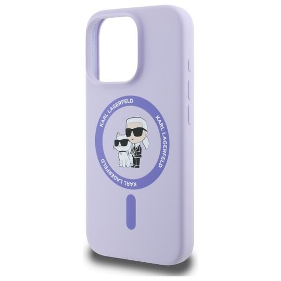 Karl Lagerfeld Silicone Karl&amp;Choupette Heads Ring MagSafe Case for iPhone 16 Pro - Purple - Apple Cases - Cases - Techbox