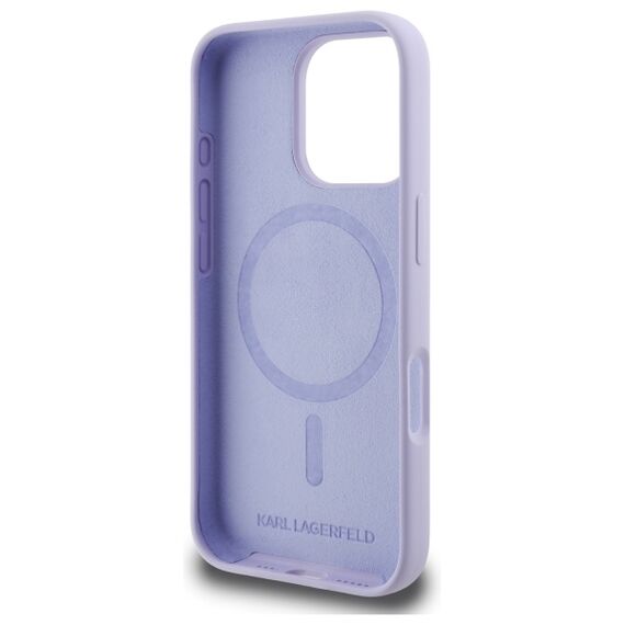 Karl Lagerfeld Silicone Karl&amp;Choupette Heads Ring MagSafe Case for iPhone 16 Pro - Purple - Apple Cases - Cases - Techbox