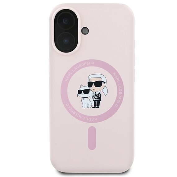 Karl Lagerfeld Silicone Karl&amp;Choupette Heads Ring MagSafe iPhone 16 Case - Pink - Apple Cases - Cases - Techbox