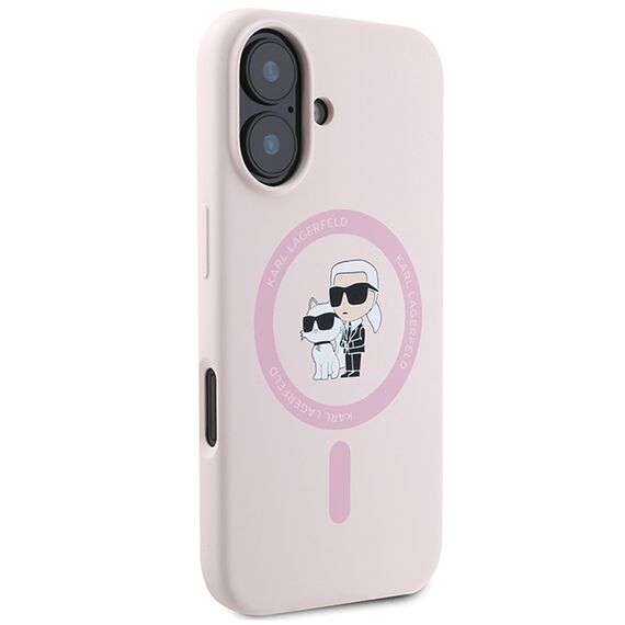 Karl Lagerfeld Silicone Karl&amp;Choupette Heads Ring MagSafe iPhone 16 Case - Pink - Apple Cases - Cases - Techbox