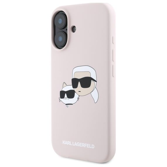 Karl Lagerfeld Silicone Case Heads Print MagSafe for iPhone 16 - Pink | Techbox