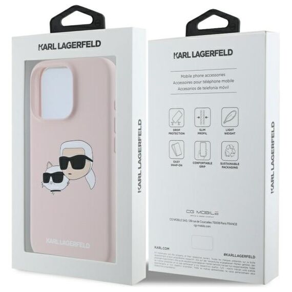 Karl Lagerfeld Silicone Case Heads Print MagSafe for iPhone 16 Pro Max - Pink | Techbox