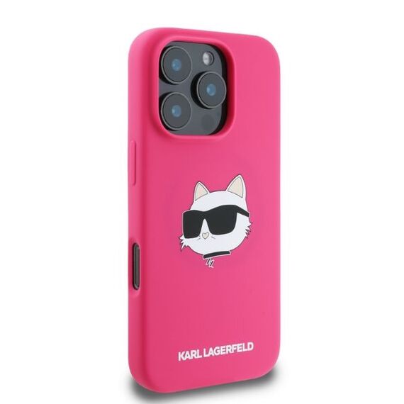 Karl Lagerfeld Silicone Choupette Head Print MagSafe iPhone 16 Pro Max Case - Fuchsia | Techbox