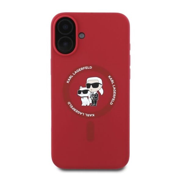 Karl Lagerfeld Silicone Karl&amp;Choupette Heads Ring MagSafe iPhone 16 Case - Red - Apple Cases - Cases - Techbox