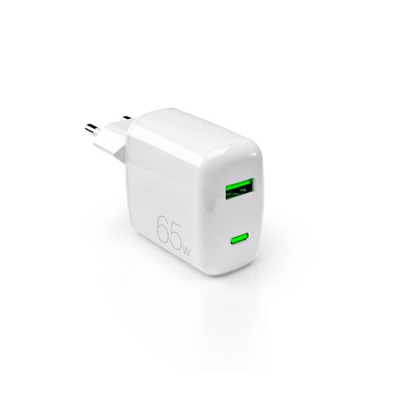 Puro 65W GaN USB-A USB-C Wall Charger - White - Travel Chargers - Smartphone Chargers - Techbox