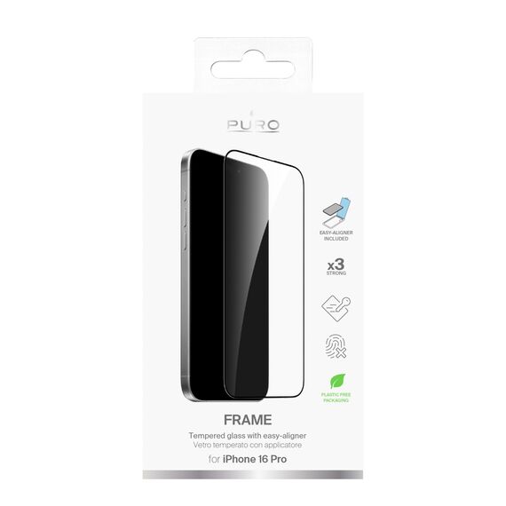 Puro Frame Tempered Glass with frame for iPhone 16 Pro | Techbox
