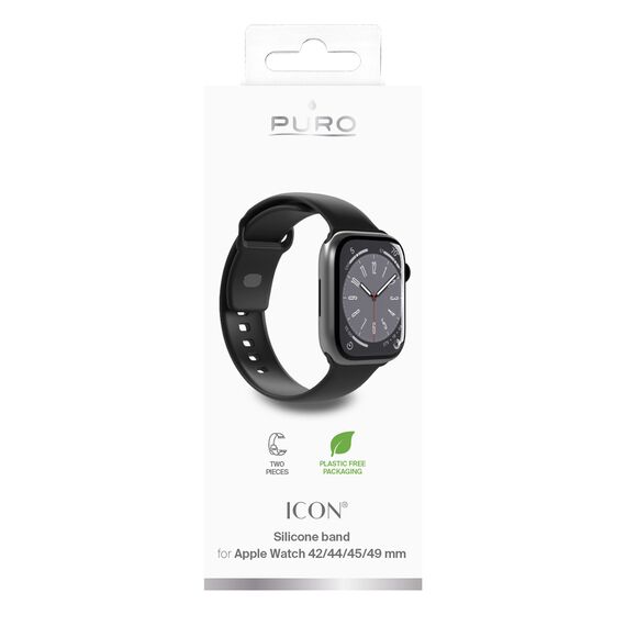 Puro Icon Silicone Strap for Apple Watch 42 / 44 / 45 / 49 mm - Black (2 pcs.) - Accessories - Smartwatches & Accessories - Techbox