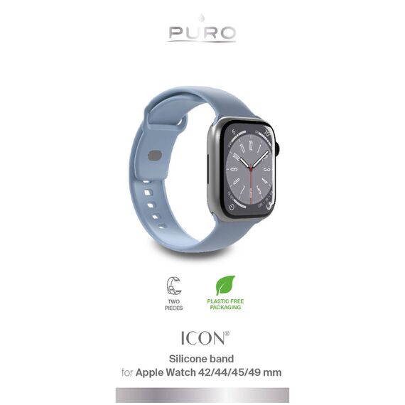 Puro Icon Silicone Strap for Apple Watch 42 / 44 / 45 / 49 mm - Light Blue (2 pcs.) - Accessories - Smartwatches & Accessories - Techbox