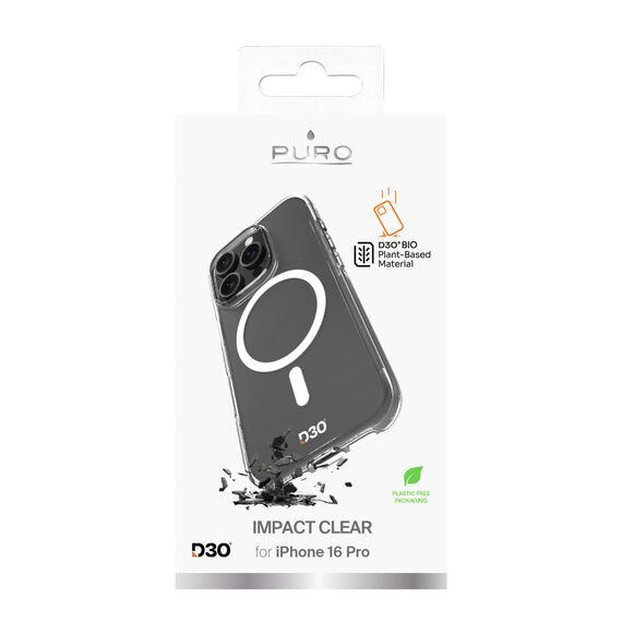 Puro Impact Clear D3O MagSafe Silicone Case for iPhone 16 Pro - Transparent | Techbox