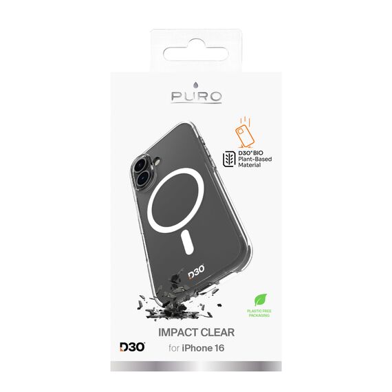 Puro Impact Clear D3O MagSafe Silicone Case for iPhone 16 - Transparent - Apple Cases - Cases - Techbox