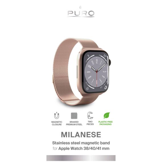 Puro Milanese Stainless Steel Apple Watch Band 38/40/41mm - Pink | Techbox