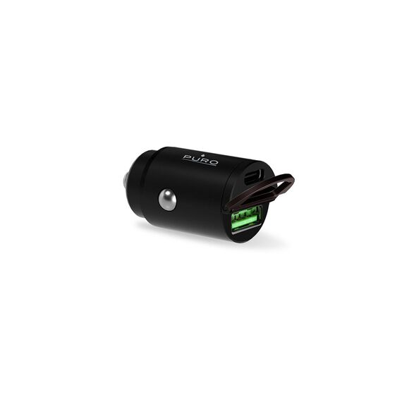 Puro Mini 30W Power Delivery USB-C USB-A Car Charger - Black - Car Chargers - Smartphone Chargers - Techbox